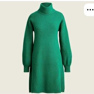 J. Crew Teal Ribbed Turtleneck  Cashmere and Wool Sweater Dress